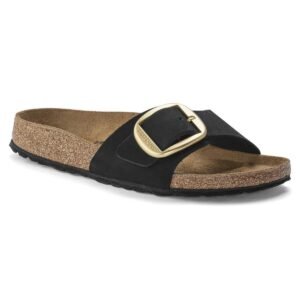 Madrid Big Buckle Nubuck Leather - Black