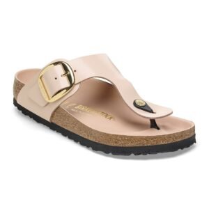 Gizeh Big Buckle Natural Leather Patent - High-Shine New Beige