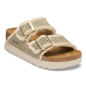 Arizona Flex Platform Shearling Suede Leather/Fur - Taupe