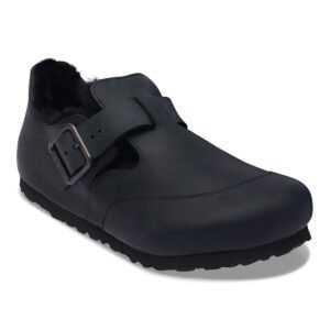 London Shearling South Pole Natural Leather Oiled - Black