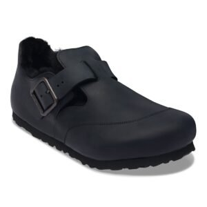 London Shearling South Pole Natural Leather Oiled - Black